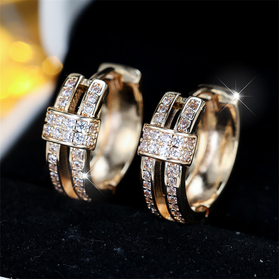 Zircon Earrings Trendy Vintage Light-luxury Style