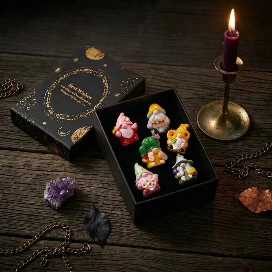 Halloween Witch Mini Dwarf Resin Figurine, with gift box, suitable for shelves, garden bonsai, party decoration and as a gift.