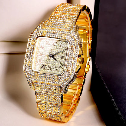 Gold Color Cuban Chain Watch for Men
