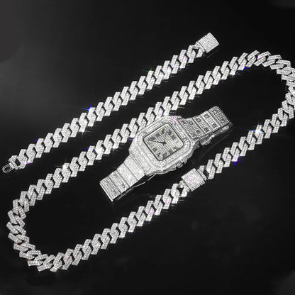 Gold Color Cuban Chain Watch for Men
