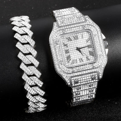 Gold Color Cuban Chain Watch for Men