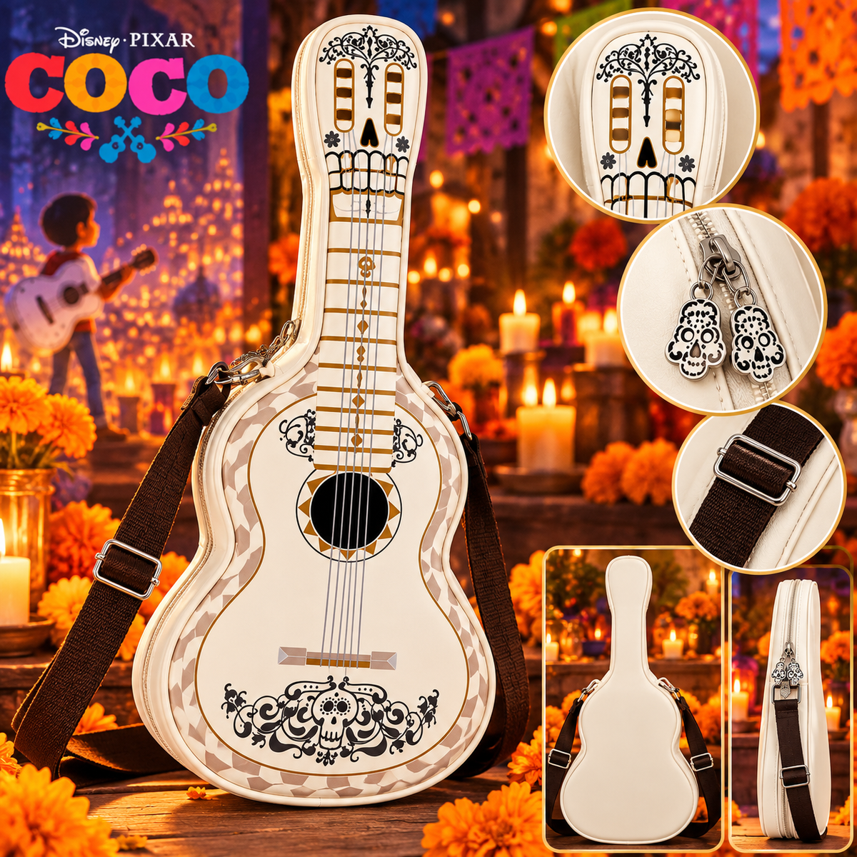 Disney Pixar Coco Guitar-Shaped Shoulder Bag – 2026 🎸💀