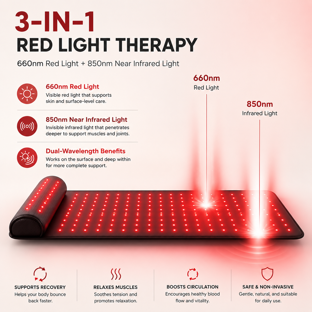 Red Light Therapy Massager Mat