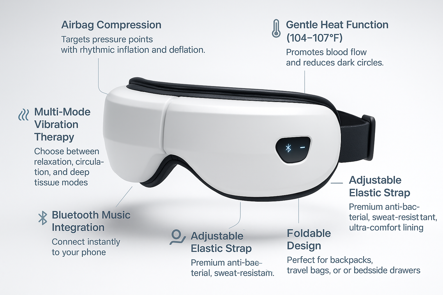 Portable Eye Massager with Heat & Vibration (Bluetooth Music)