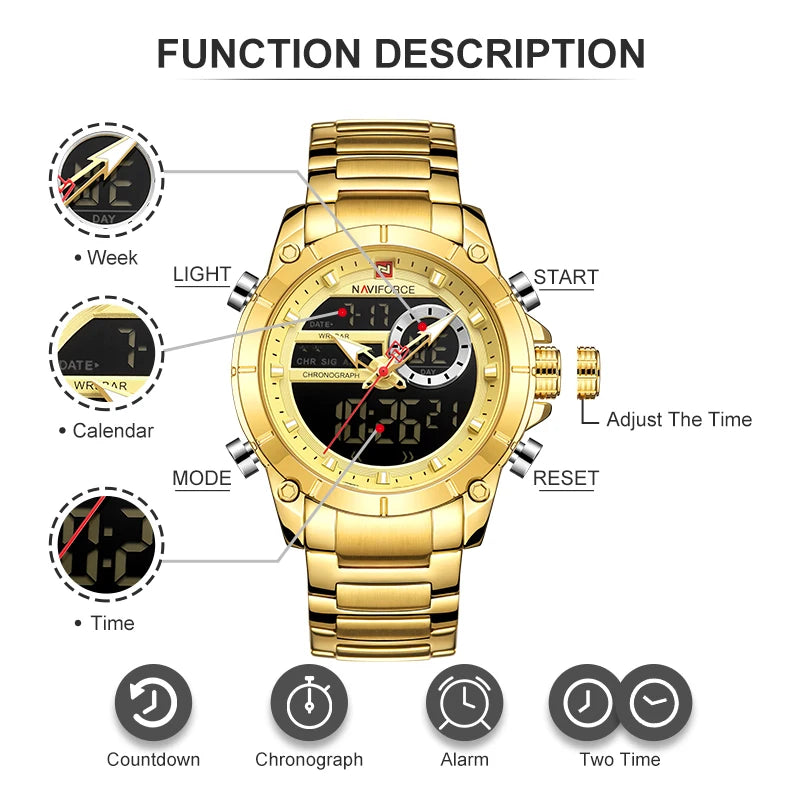 NAVIFORCE 9163 Luxury Original Sport Wrist Watch For Men
