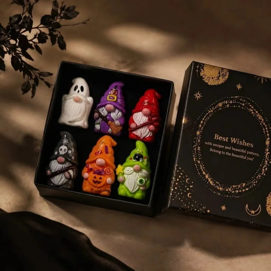 Halloween Witch Mini Dwarf Resin Figurine, with gift box, suitable for shelves, garden bonsai, party decoration and as a gift.