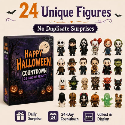 2026 Halloween Advent Calendar 24 Days Countdown 24pcs Horror Movie Mini Figures Set Desktop Home Party Decoration Surprise Gift