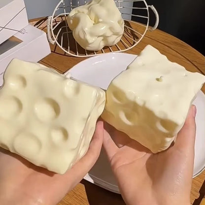 Vaseline Jumbo Cheese Cube Stress Ball - Large Shapeable Non-Bounce Fidget Toy for Anti-Stress And Sensory Play Festival Gift Id