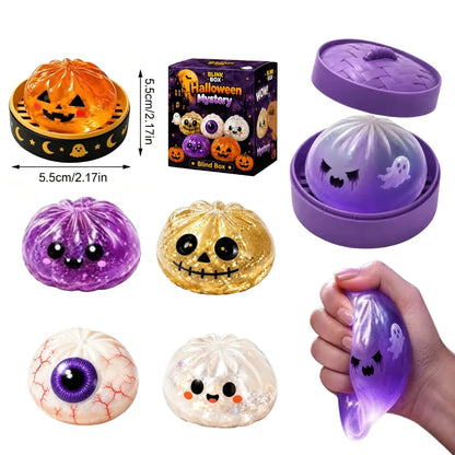 New Halloween Ghost DumplingsToy Soft Slow Resilience Squishy Toy Fidget Steamed Stuffed Bun Squishy Pinch Le