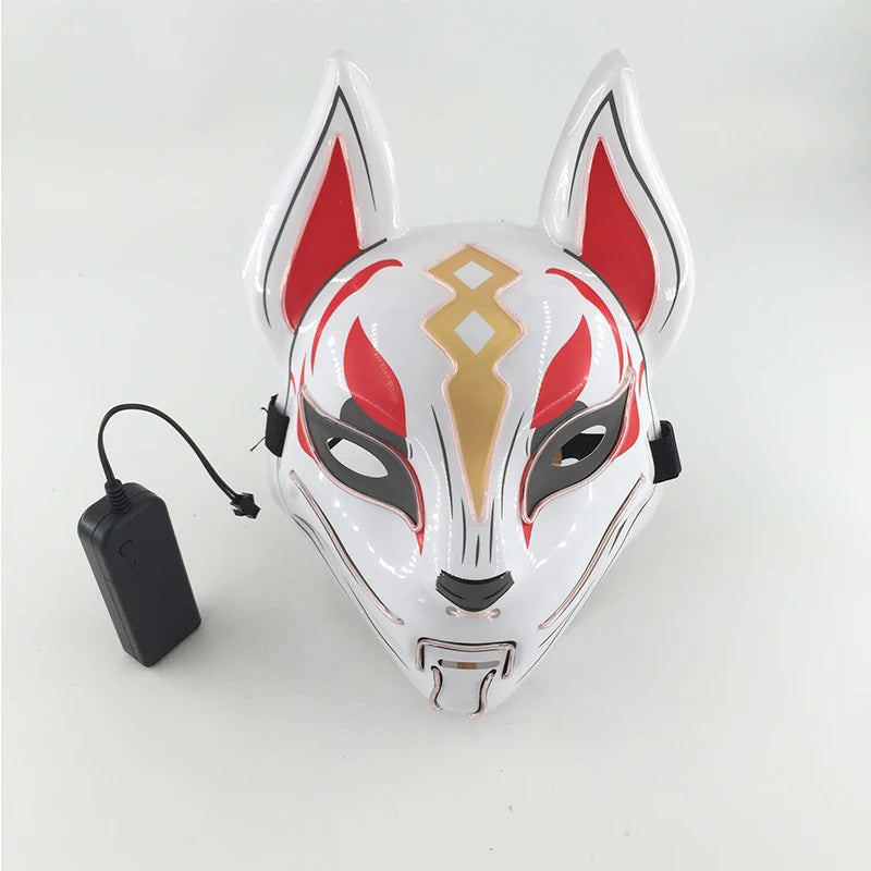 Cool Neon Light up Fox Mask Men Halloween Luminous Disguise Masks Glow in the Dark Cosplay Costume Trick or Treat Decoration