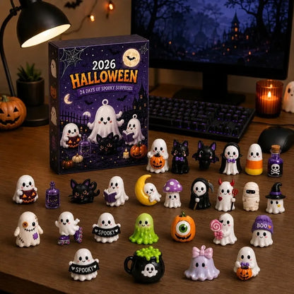 2026 Halloween Advent Calendar 24 Days Countdown 24pcs Horror Movie Mini Figures Set Desktop Home Party Decoration Surprise Gift
