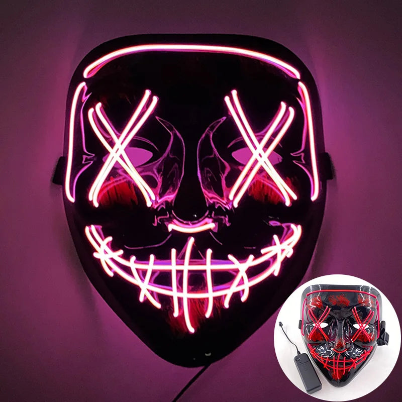 Cool Neon Light up Fox Mask Men Halloween Luminous Disguise Masks Glow in the Dark Cosplay Costume Trick or Treat Decoration