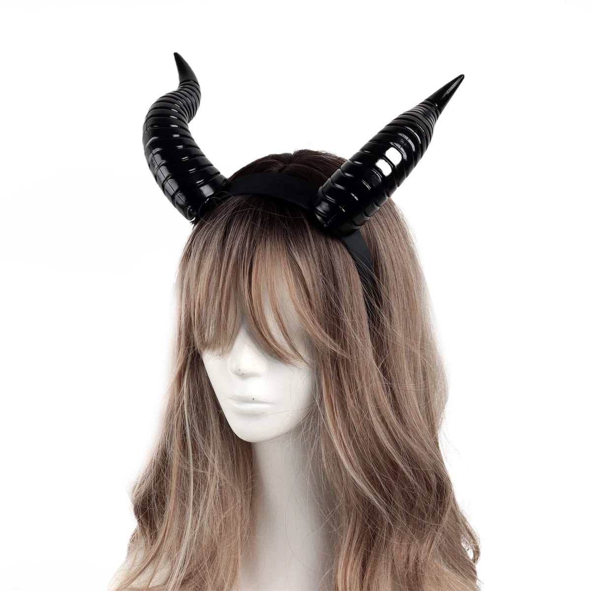 Black Queen Demon Horns Headpiece Cosplay Animal Antelope Cow Devil Headwear Halloween Carnival Party Costumes Props Gifts