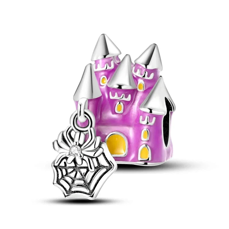 Original Charms Bead 925 Sterling Silver Horror Nun Grim Reaper Poison Apple Halloween Pendants Fit Bracelet DIY Jewelry Marking