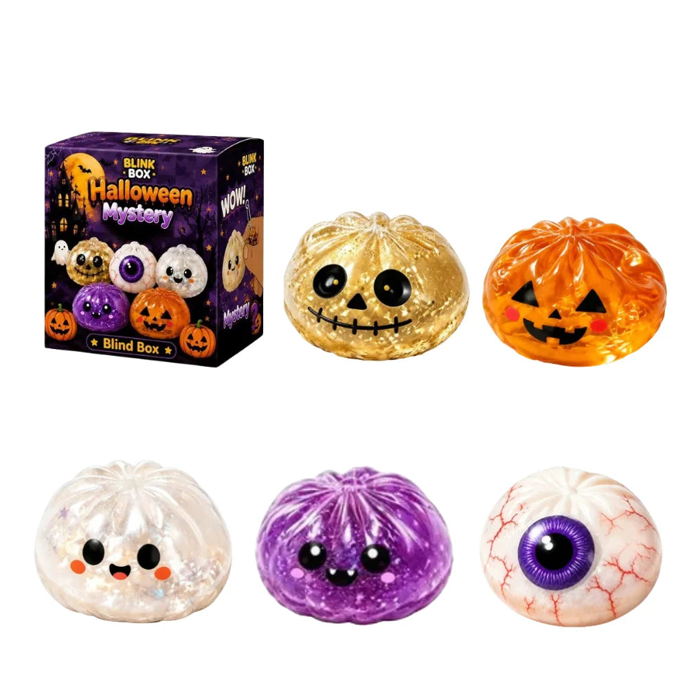 New Halloween Ghost DumplingsToy Soft Slow Resilience Squishy Toy Fidget Steamed Stuffed Bun Squishy Pinch Le