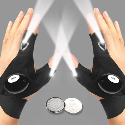 Night LED Half Finger Glove for Men & Women Outdoor & Waterproof