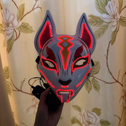 Cool Neon Light up Fox Mask Men Halloween Luminous Disguise Masks Glow in the Dark Cosplay Costume Trick or Treat Decoration