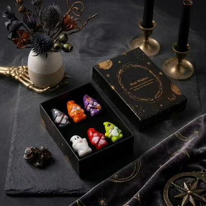Halloween Witch Mini Dwarf Resin Figurine, with gift box, suitable for shelves, garden bonsai, party decoration and as a gift.