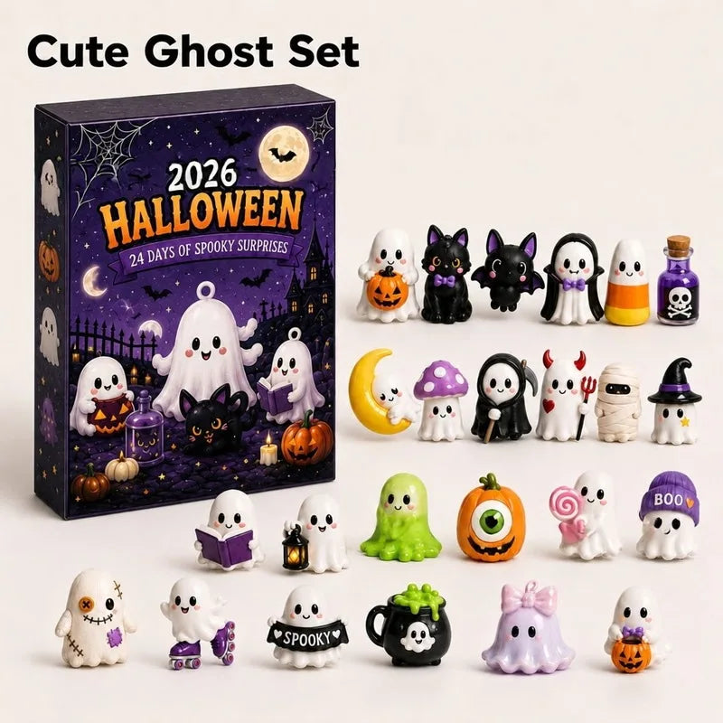 2026 Halloween Advent Calendar 24 Days Countdown 24pcs Horror Movie Mini Figures Set Desktop Home Party Decoration Surprise Gift
