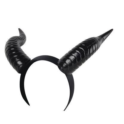 Black Queen Demon Horns Headpiece Cosplay Animal Antelope Cow Devil Headwear Halloween Carnival Party Costumes Props Gifts