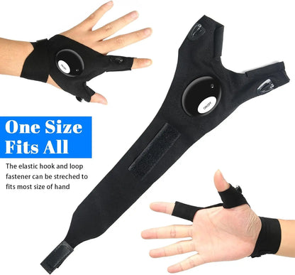 Night LED Half Finger Glove for Men & Women Outdoor & Waterproof