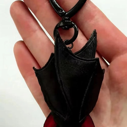 Jardme Plush Black Bat Keychain for Backpack Bag Handbag Purse Car Keys Transformable Gothic Bat Key Ring Halloween Gift
