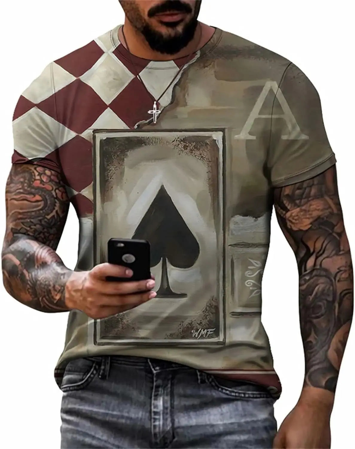 3D Poker Shirt Men Funny Graphic Tee Vintage Short Sleeve Tshirt Casual Summer Workout Tops 2026 Fashion Streetwear Clothes