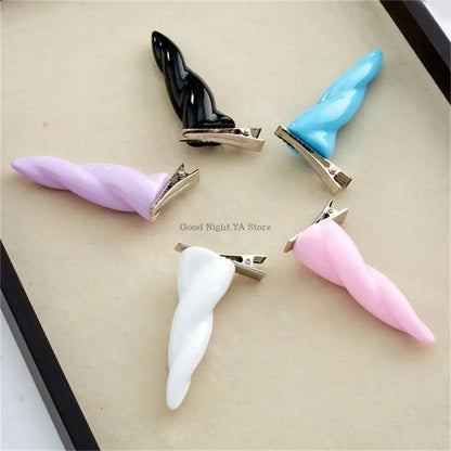 White Hair Clip Horn Anime Animal for Halloween Hair Clip for Lady Girl