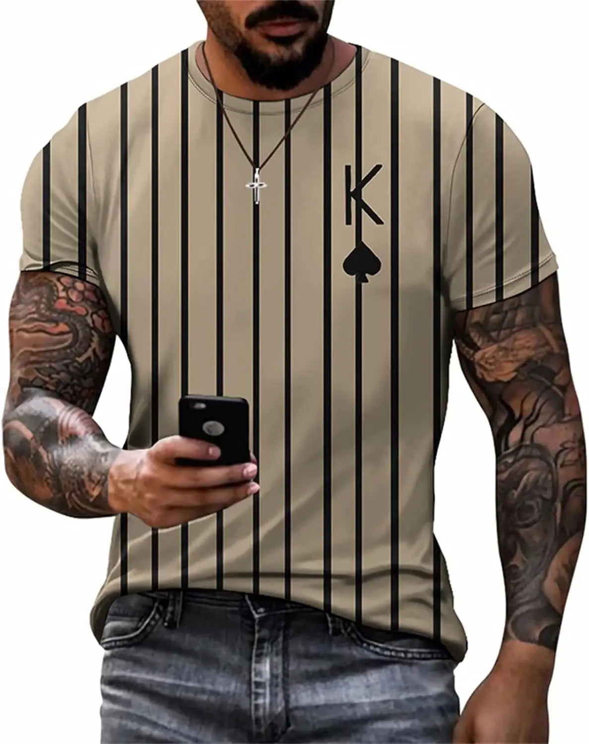 3D Poker Shirt Men Funny Graphic Tee Vintage Short Sleeve Tshirt Casual Summer Workout Tops 2026 Fashion Streetwear Clothes