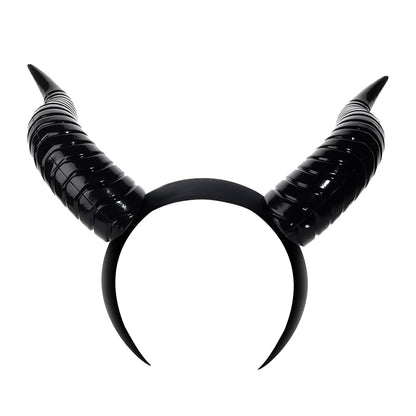 Black Queen Demon Horns Headpiece Cosplay Animal Antelope Cow Devil Headwear Halloween Carnival Party Costumes Props Gifts
