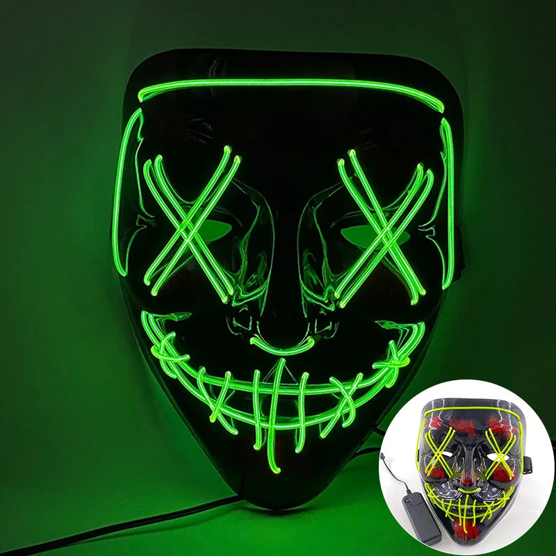 Cool Neon Light up Fox Mask Men Halloween Luminous Disguise Masks Glow in the Dark Cosplay Costume Trick or Treat Decoration