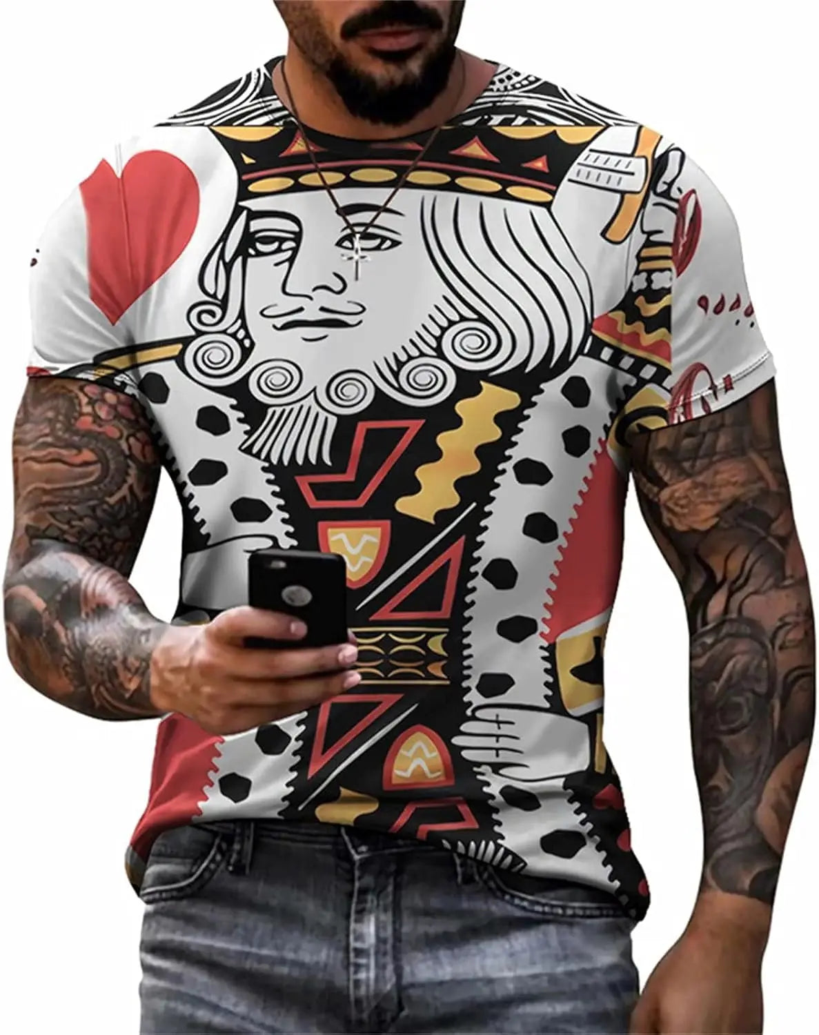 3D Poker Shirt Men Funny Graphic Tee Vintage Short Sleeve Tshirt Casual Summer Workout Tops 2026 Fashion Streetwear Clothes