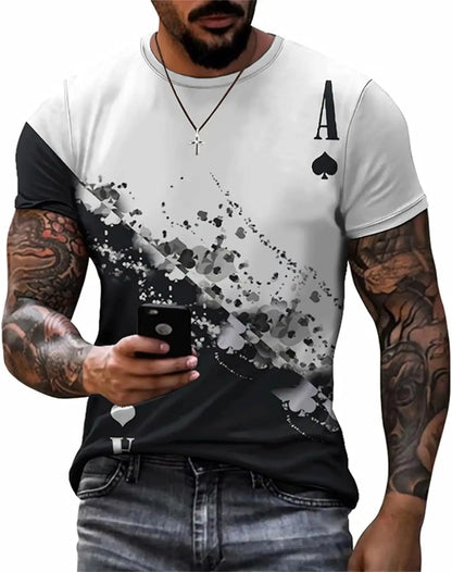 3D Poker Shirt Men Funny Graphic Tee Vintage Short Sleeve Tshirt Casual Summer Workout Tops 2026 Fashion Streetwear Clothes