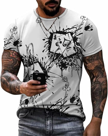 3D Poker Shirt Men Funny Graphic Tee Vintage Short Sleeve Tshirt Casual Summer Workout Tops 2026 Fashion Streetwear Clothes