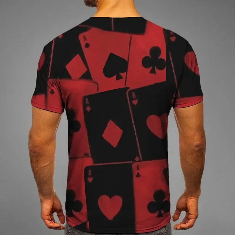 3D Poker Shirt Men Funny Graphic Tee Vintage Short Sleeve Tshirt Casual Summer Workout Tops 2026 Fashion Streetwear Clothes