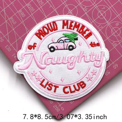 1PC Christmas Patches Iron on Patches For Clothing Chenille Embroidered Patch DIY Applique Patches With Gold Edge Patch
