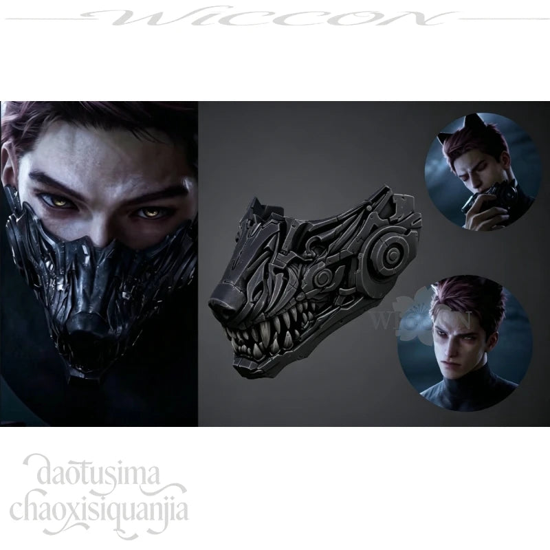 Ao Yin Valko Wolf Handsome Punk Half Mask 3D Polylactic Acid Mask Props Accessories 코스프레 Anime Game Love And Deepspace Cosplay