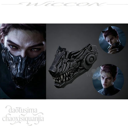 Ao Yin Valko Wolf Handsome Punk Half Mask 3D Polylactic Acid Mask Props Accessories 코스프레 Anime Game Love And Deepspace Cosplay