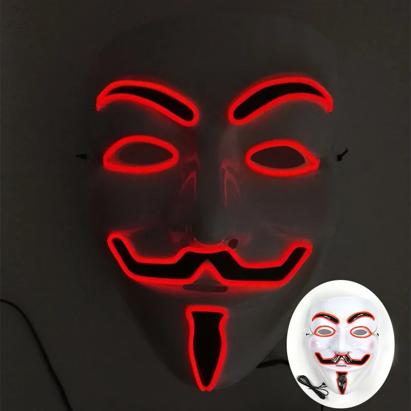 Cool Neon Light up Fox Mask Men Halloween Luminous Disguise Masks Glow in the Dark Cosplay Costume Trick or Treat Decoration