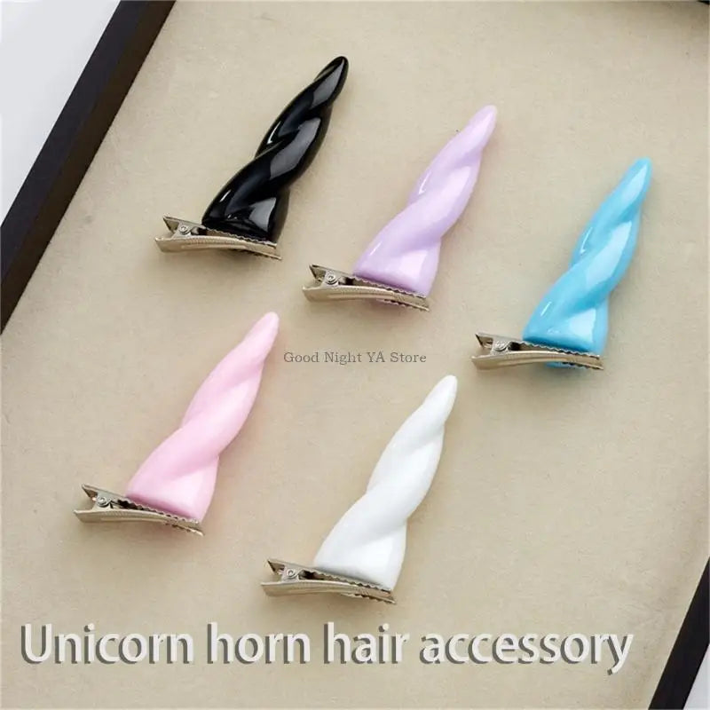 White Hair Clip Horn Anime Animal for Halloween Hair Clip for Lady Girl