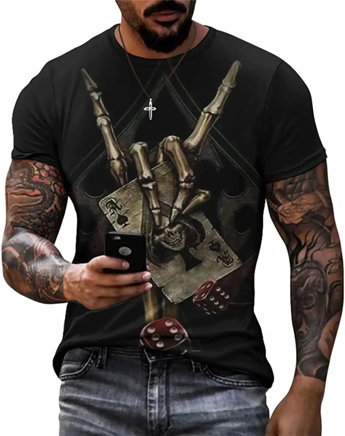 3D Poker Shirt Men Funny Graphic Tee Vintage Short Sleeve Tshirt Casual Summer Workout Tops 2026 Fashion Streetwear Clothes