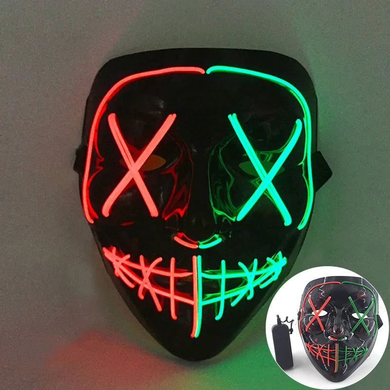 Cool Neon Light up Fox Mask Men Halloween Luminous Disguise Masks Glow in the Dark Cosplay Costume Trick or Treat Decoration