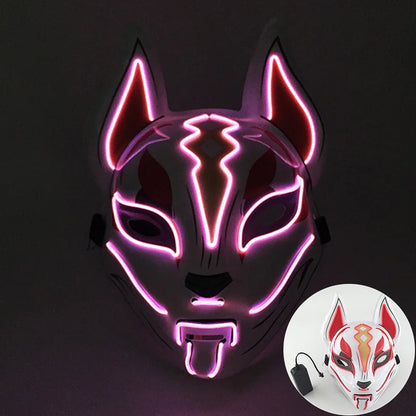Cool Neon Light up Fox Mask Men Halloween Luminous Disguise Masks Glow in the Dark Cosplay Costume Trick or Treat Decoration