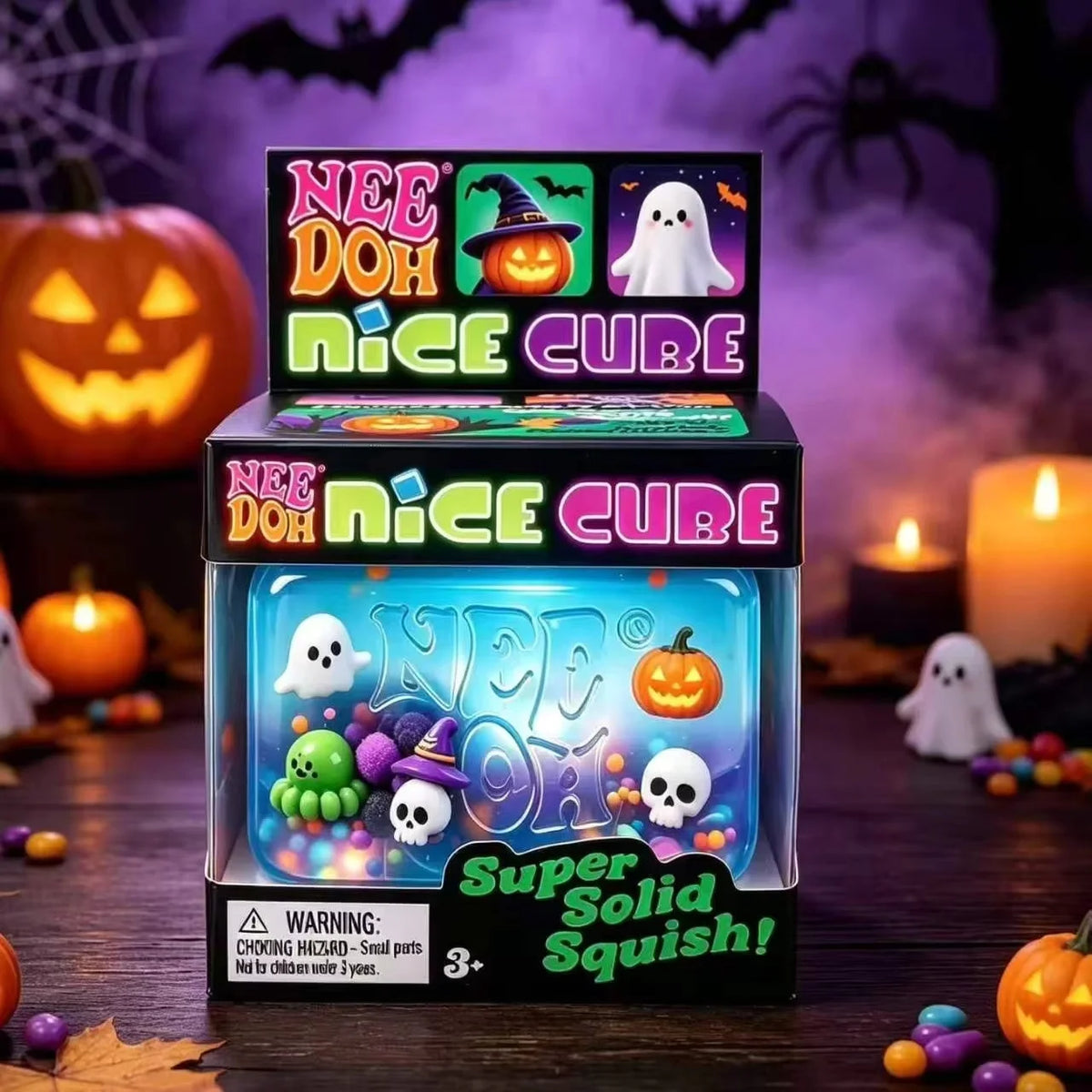 NeeDoh Nice Cube Squishy Toy Halloween Christmas Themed Squeeze Fidget Cube Stress Relief Sensory Toy Kids Adults Holiday Gift