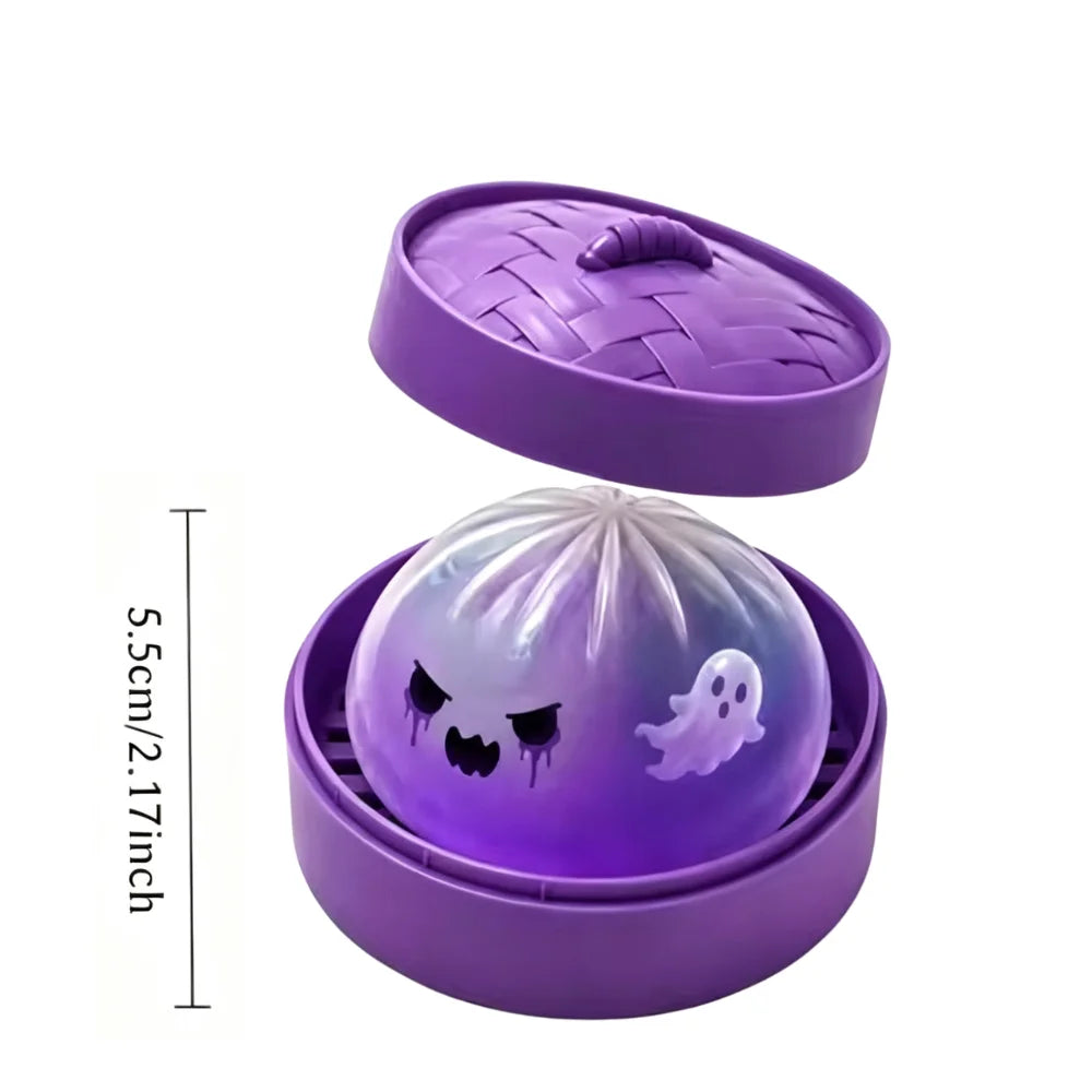 New Halloween Ghost DumplingsToy Soft Slow Resilience Squishy Toy Fidget Steamed Stuffed Bun Squishy Pinch Le