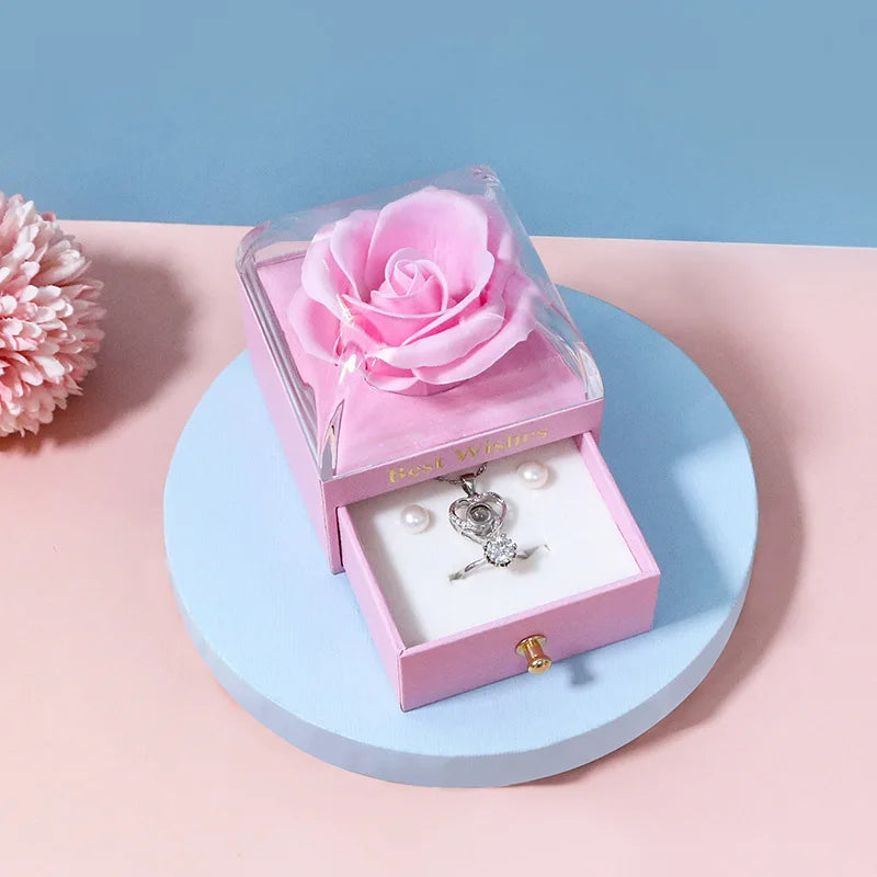 New Rose Flower Jewelry Box for Necklaces
