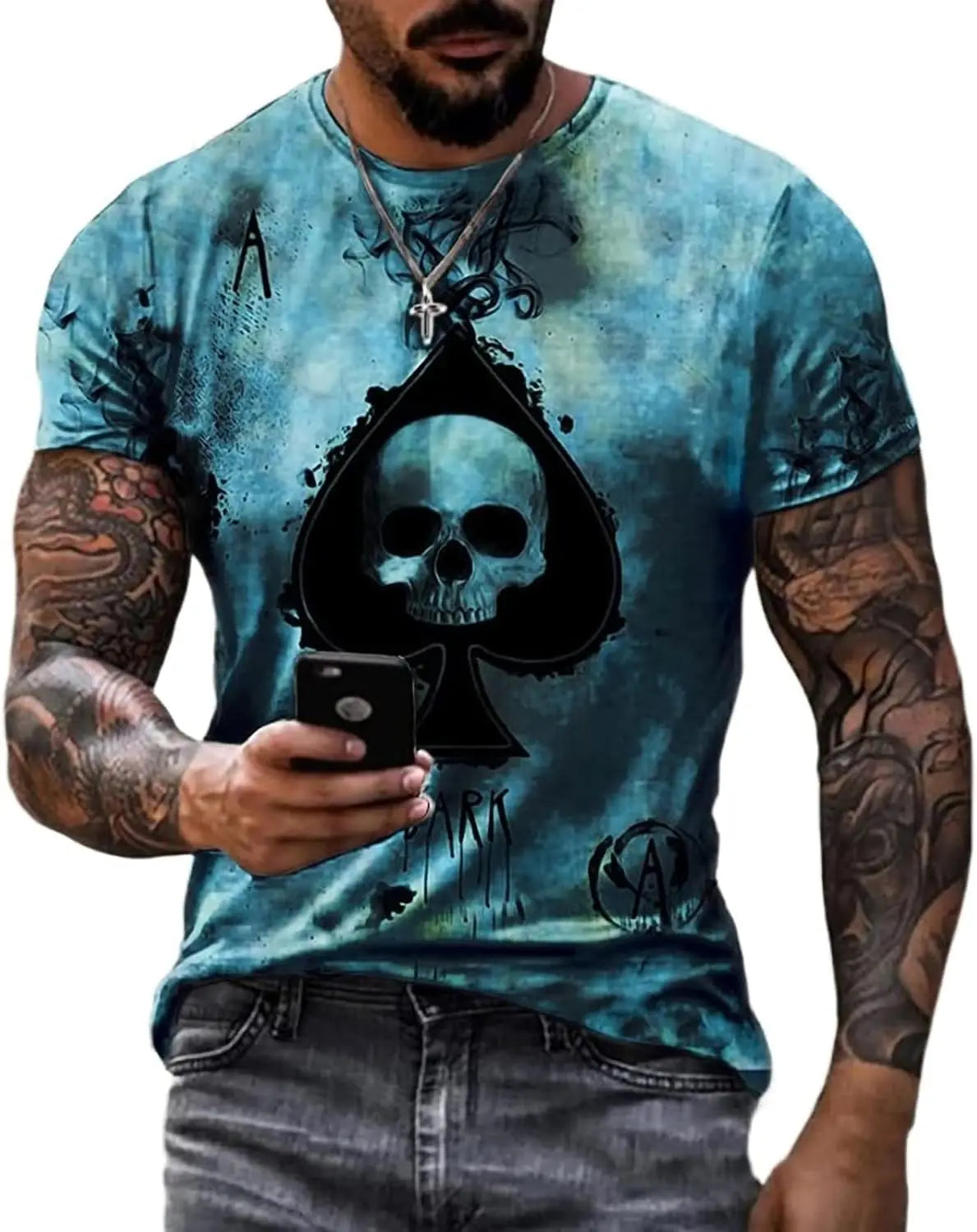 3D Poker Shirt Men Funny Graphic Tee Vintage Short Sleeve Tshirt Casual Summer Workout Tops 2026 Fashion Streetwear Clothes
