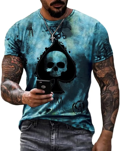 3D Poker Shirt Men Funny Graphic Tee Vintage Short Sleeve Tshirt Casual Summer Workout Tops 2026 Fashion Streetwear Clothes