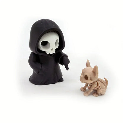 Gothic Grim Reaper Figurines, Cute Skeleton Desk Decor, Skeleton Statue, Spooky Small Halloween Ornament, Halloween Gift