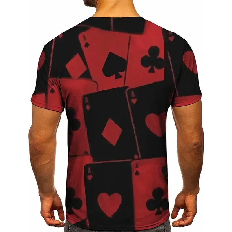 3D Poker Shirt Men Funny Graphic Tee Vintage Short Sleeve Tshirt Casual Summer Workout Tops 2026 Fashion Streetwear Clothes